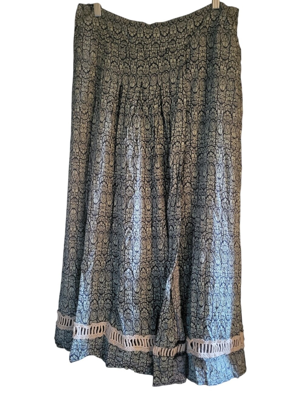 Kori Boho Floral Wide Leg Pants Blue sz L